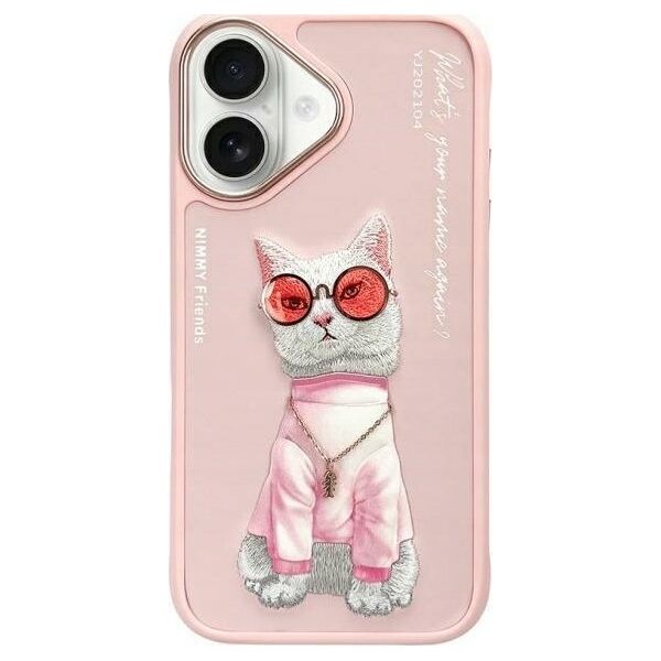 Nimmy iPhone 16 6.1" case pink/pink Glasses Cool Cat