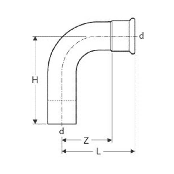 Geberit Kolano jednokielichowe 90° MAPRESS EDELSTAHL d18mm - 30303