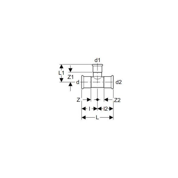 Geberit Trójnik Mapress Edelstahl redukcyjny 22 x 15 x 22mm (31206)