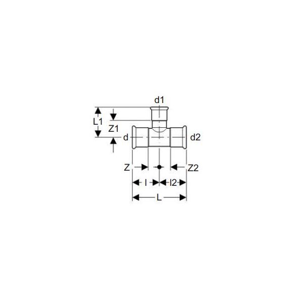 Geberit Trójnik Mapress Edelstahl redukcyjne 28 x 15 x 28mm (31209)