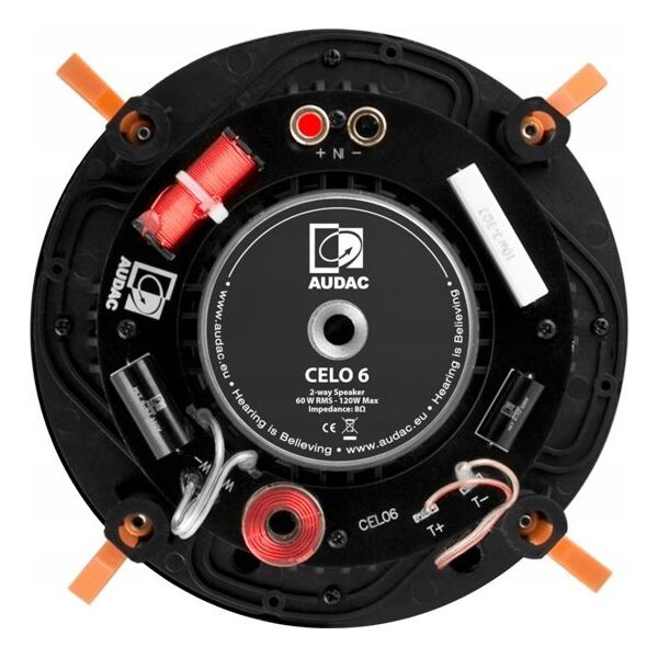 Audac AUDAC CELO6I/W Wysokiej klasy 2-drożny 6" głośnik sufitowy Wersja biała - 8Ω (RAL9016 + Logo)