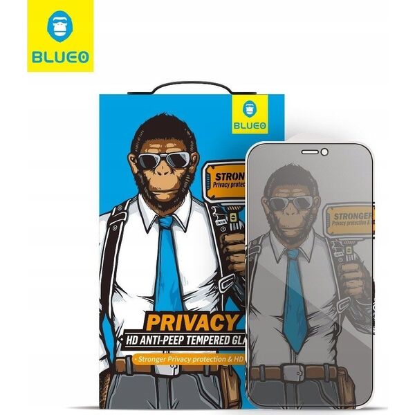 Blueo Szkło Hartowane 5D Mr. Monkey Glass - Apple iPhone 13 Pro Max / 14 Plus czarny (Strong Privacy)