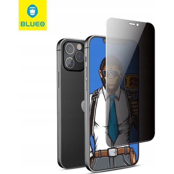 Blueo Szkło Hartowane 5D Mr. Monkey Glass - Apple iPhone 13 Pro Max / 14 Plus czarny (Strong Privacy)