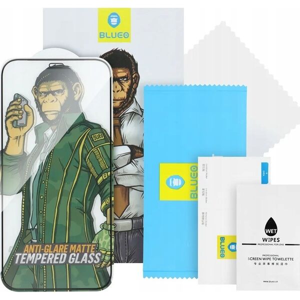 Blueo Szkło Hartowane 5D Mr. Monkey Glass - Apple iPhone 13 Pro Max / 14 Plus czarny (Strong Privacy)