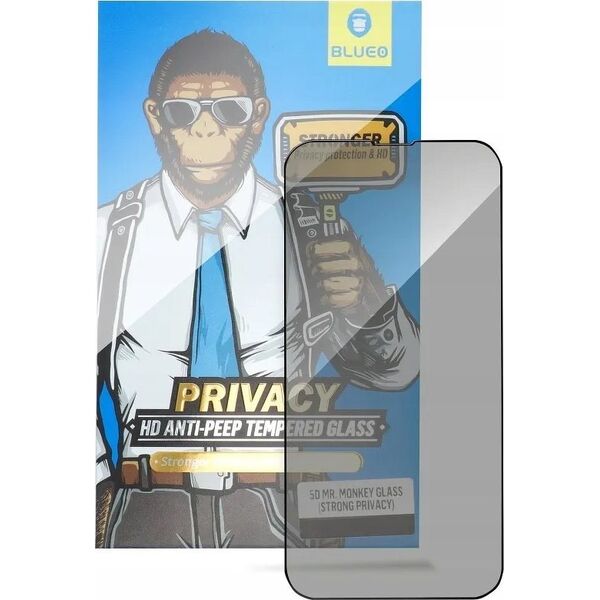 Blueo Szkło Hartowane 5D Mr. Monkey Glass - Apple iPhone 13 Pro Max / 14 Plus czarny (Strong Privacy)