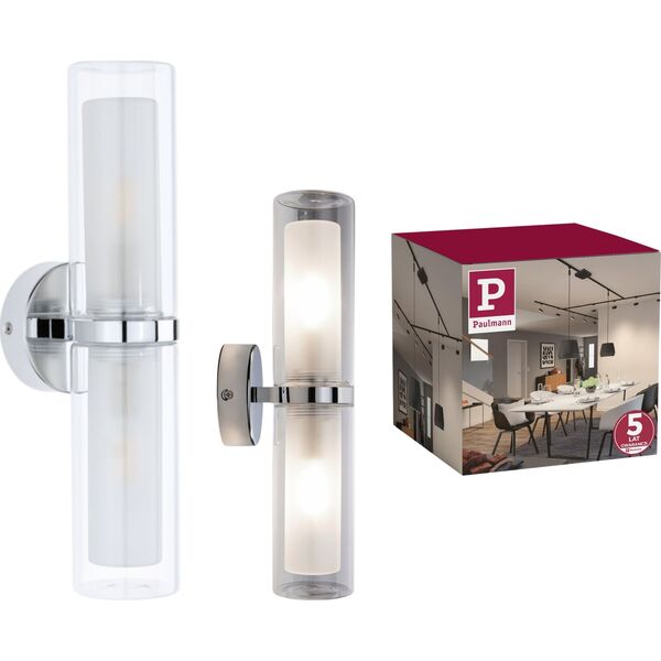 Kinkiet Paulmann Lampa ścienna LUENA E14 max. 2x20W IP44 230V szkło chrom / metal