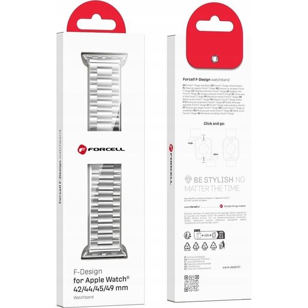 ForCell FORCELL F-DESIGN FA10 pasek do APPLE Watch 42 / 44 / 45 / 49 mm srebrny