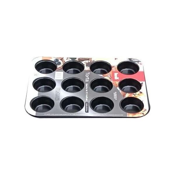 Triton Torta blacha na 12 mufinek Czarna Non-Stick 35 cm