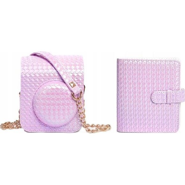 LoveInstant Zestaw 2w1 Futerał Etui Case Do Fuji Instax Mini 12 + Album Na 64 Zdjęcia / Fioletowy