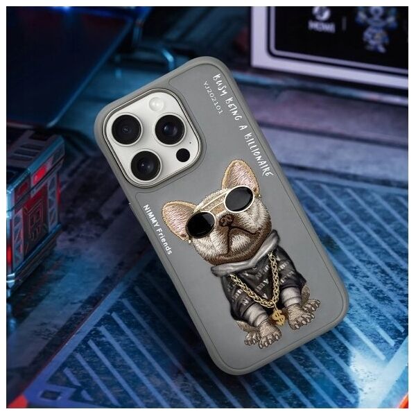 Nimmy iPhone 16 Pro 6.3" case gray/grey Glasses Cool Dog