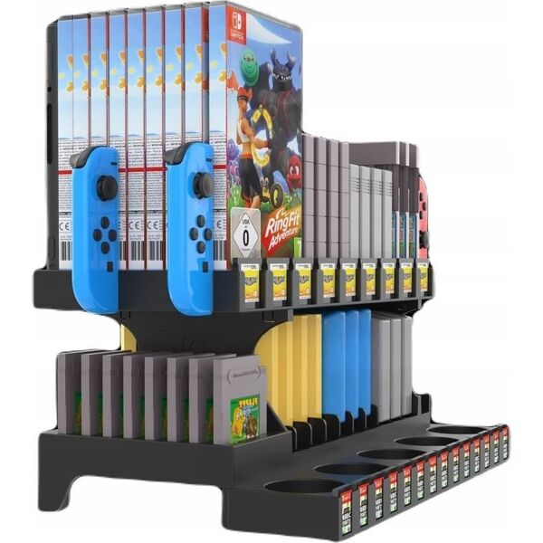 JYS Organizer / Stojak na Gry GAME BOY / SNES / N64 / NES / FC / SFC / HVC-MR / NDS3 / 3DS i Konsolę do Nintendo Switch / Switch OLED / NS198
