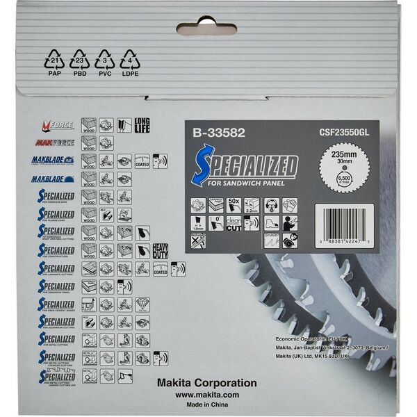 ΔΙΚΥΛΙΚΟ ΠΡΙΟΝΙ Makita MAKITA 235x30x50z ΕΙΔΙΚΟΙ ΠΑΝΕΛ ΣΑΝΤΟΥΙΤΣ 14091504 88381422475
