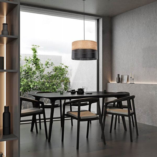 Lampa wisząca TKKRYWULT TK Lighting Nicol 4798 lampa wisząca zwis 3x15W E27 czarna/dąb