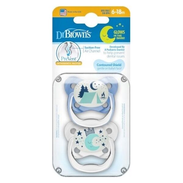 Dr Browns PV22008 PREVENT ΟΡΘΟΔΟΝΤΙΚΗ πιπίλα BLUE LUMINOUS 6-18 2-PACK 14266235 72239325285