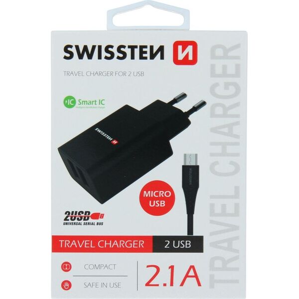 Ładowarka Swissten 2x USB-A 2.1 A (22052000)