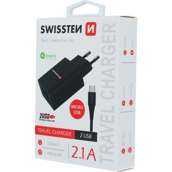 Ładowarka Swissten 2x USB-A 2.1 A (22052000)
