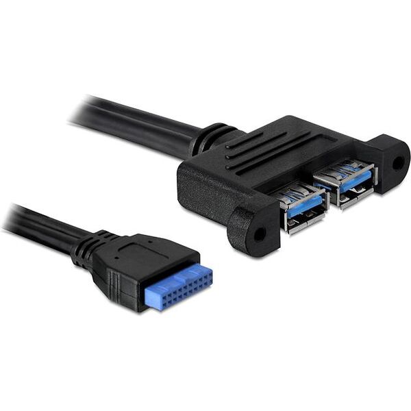 Delock USB zew. - USB wew., 0.45m, Czarny (82941)