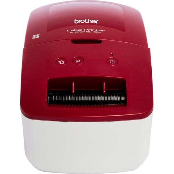 Drukarka etykiet Brother Brother QL-600R - Etikettendrucker - Thermodirekt - Rolle (6,2 cm) - 300 x 300 dpi - bis zu 71 mm/Sek. - USB 2.0 - weiss, Rot