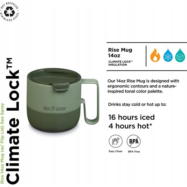 Klean Kanteen Kanteen Rise Mug (Flip Lid), 414ml/14oz, Sea Spray