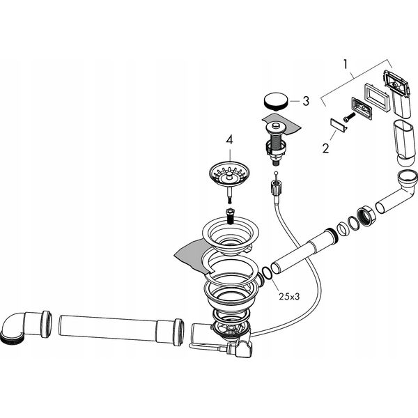 Syfon Hansgrohe Siphon with bottom valve and overflow set D16-11 Hansgrohe 43937000