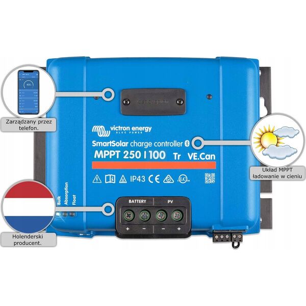 Victron Energy Regulator Victron Energy SmartSolar MPPT 250/100-Tr VE.Can Bluetooth
