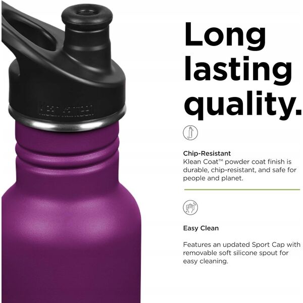 Klean Kanteen Kanteen Classic Narrow (Sport Cap), 532ml/18oz, Purple Potion