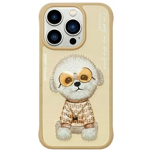 Nimmy iPhone 15 Pro 6.1" case khaki Glasses Cool Dog
