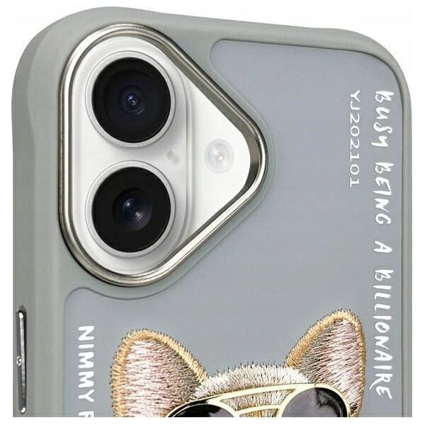 Nimmy iPhone 16 6.1" case gray/gray Glasses Cool Dog