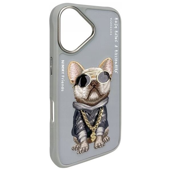 Nimmy iPhone 16 6.1" case gray/gray Glasses Cool Dog