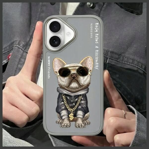 Nimmy iPhone 16 6.1" case gray/gray Glasses Cool Dog