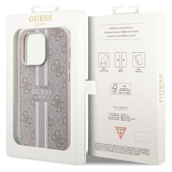Guess Etui Guess GUHMP14XP4RPSP Apple iPhone 14 Pro Max różowy/pink hardcase 4G Printed Stripes MagSafe