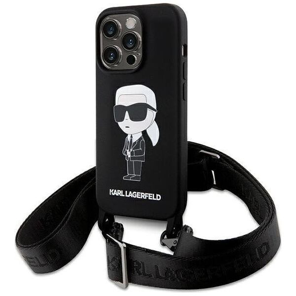 Karl Lagerfeld Karl Lagerfeld KLHCP15XSCBSKNK iPhone 15 Pro Max 6.7" hardcase czarny/black Crossbody Silicone Ikonik
