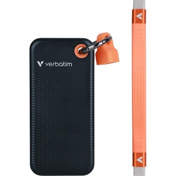 Verbatim 2TB SSD Keychain with USB 3.2 Gen.2 Cable Black-Orange 32197