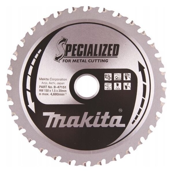 Makita MAKITA ΔΙΚΥΛΛΟ ΠΡΙΟΝΙ 150x20x32z ΓΙΑ ΜΕΤΑΛΛΟ 14091302 88381454247