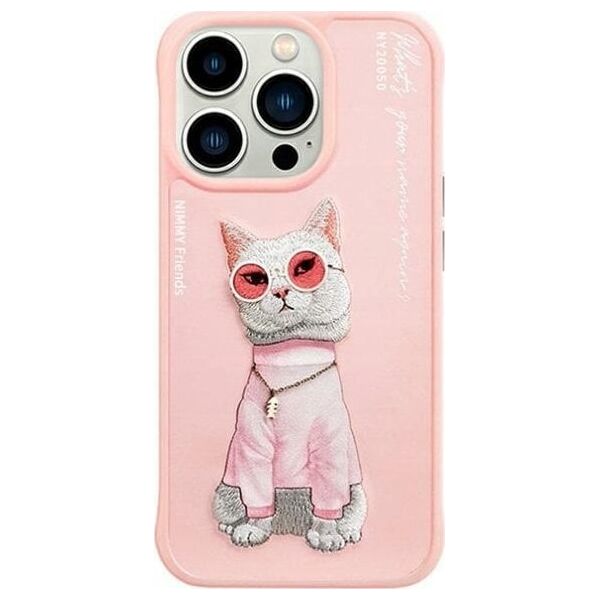 Nimmy iPhone 15 Pro 6.1" Case Pink Glasses Cool Cat