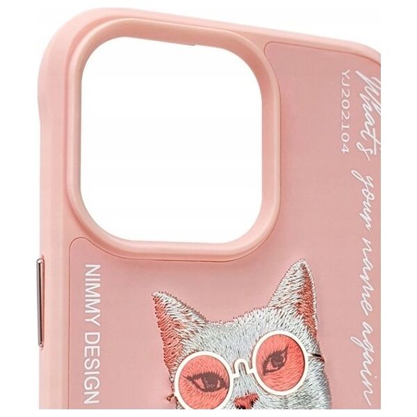 Nimmy iPhone 15 Pro 6.1" Case Pink Glasses Cool Cat