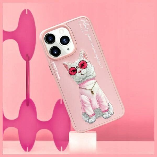 Nimmy iPhone 15 Pro 6.1" Case Pink Glasses Cool Cat