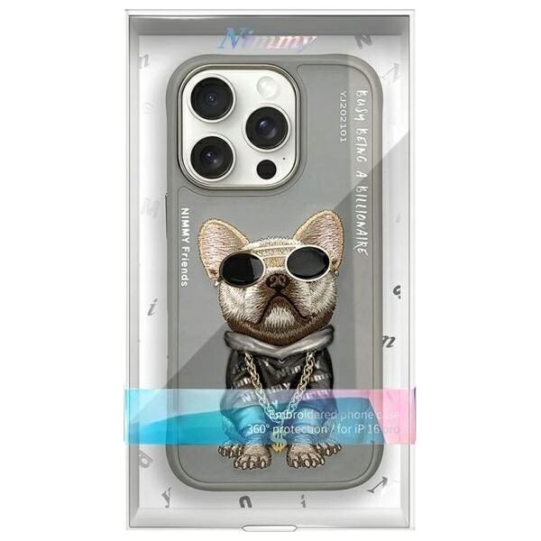 Nimmy iPhone 16 Pro Max 6.9" case gray/grey Glasses Cool Dog
