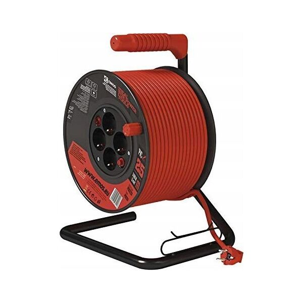 PVC Extension Cord Reel- 4 sockets, 25m, 1,5mm2 SCHUKO