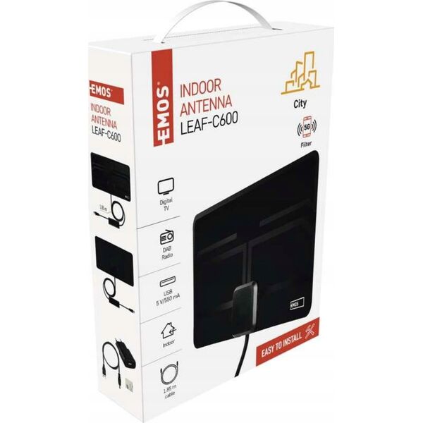 Indoor Antenna CITY LEAF-C600, DVB-T2, DAB, LTE/4G/5G Filter