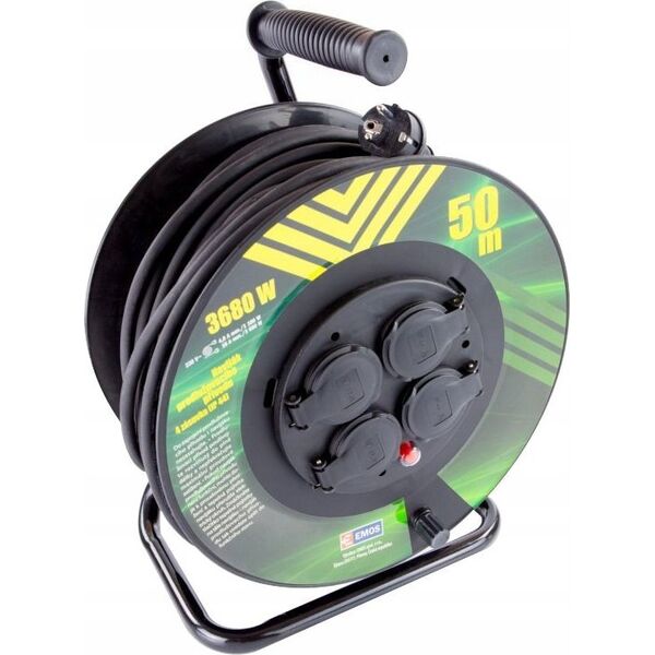 Cable Reel (rubber) - 4 sockets 50m, 1,5mm, SCHUKO