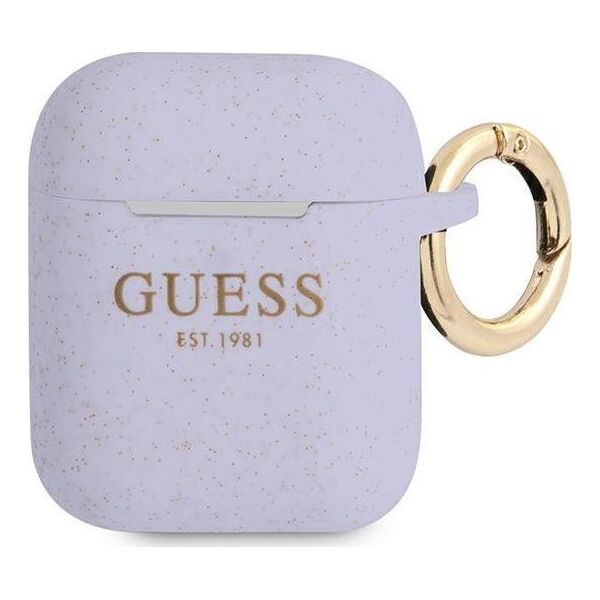 Guess Etui ochronne GUA2SGGEU Silicone Glitter do AirPods 1/2 fioletowe