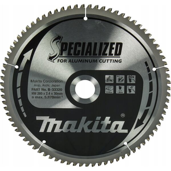 Makita MAKITA ΔΙΚΥΛΛΟ ΠΡΙΟΝΙ 260x30x80z ΕΙΔΙΚΟ ΑΛΟΥΜΙΝΙΟΥ 14089210 88381422208