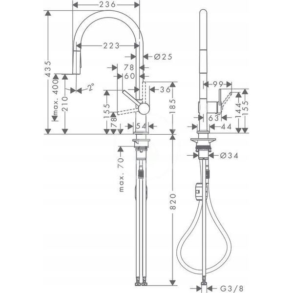 Kitchen faucet with pull-out hose Hansgrohe Talis M54 72842000