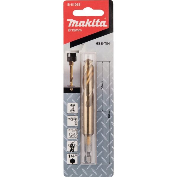 Δραπανο Makita MAKITA DRILL FOR METAL HSS-TIN 1/4" HEX 12,0x102mm 13919996 88381464413