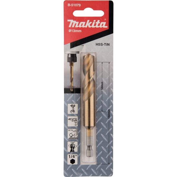 Τρυπάνι Makita MAKITA ΜΕΤΑΛΛΙΚΟ ΤΡΥΠΑΝΙ HSS-TIN 1/4" HEX 13,0x102mm 13920002 88381464420