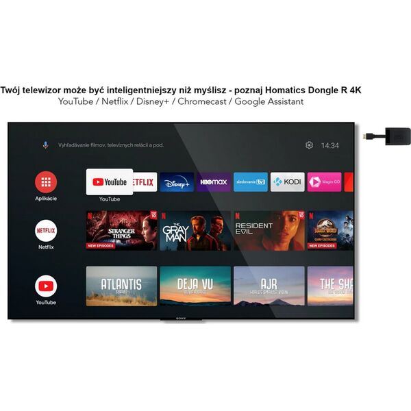 Odtwarzacz multimedialny AbCom Android SMART TV Homatics Dongle R 4K Android 11