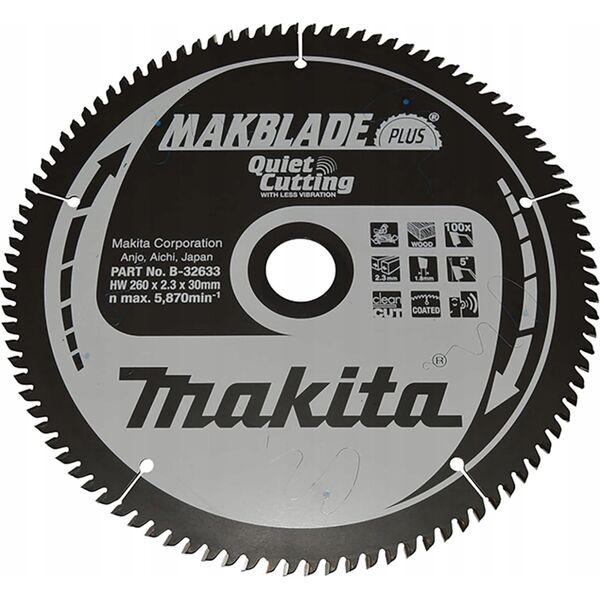 ΔΙΚΥΛΛΟ ΠΡΙΟΝΙ Makita MAKITA 260x30x100z MAKBLADE PLUS WOOD 14093007 88381421447