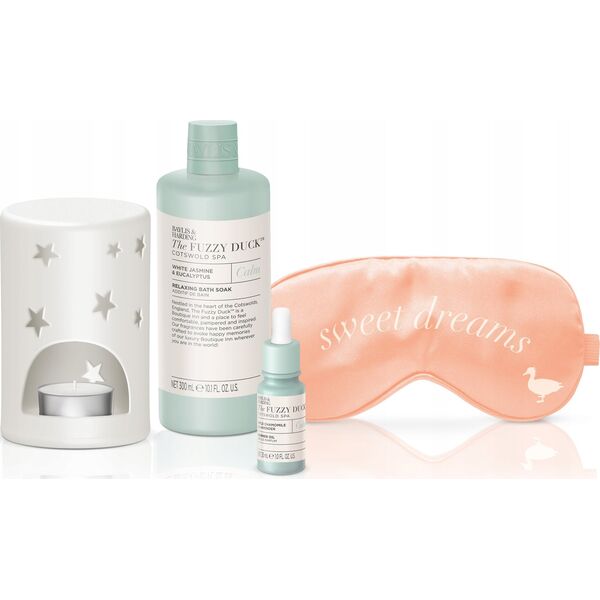 Baylis & Harding Rinkinys Baylis & Harding The Fuzzy Duck Cotswold Spa Luxury Sleep: vonios aliejus, 300 ml + aromatinis aliejus, 30 ml + aromatinio aliejaus kaitintuvas