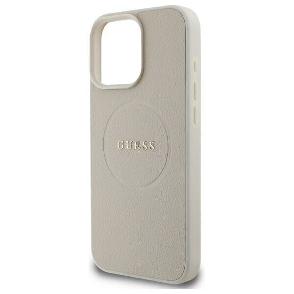 Original Case IPHONE 16 PRO MAX Guess Hardcase Grained Ring MagSafe beige 3666339304287
